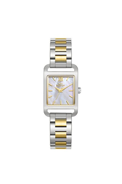 Slazenger ساعة نسائية SL.09.2521.3.05 بقرص مستطيل وهيكل معدني مقاوم للماء حتى 5 ضغط جوي بلون ذهبي معدني