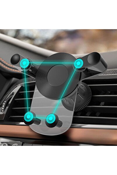 Flippy Car Phone Vent Clip Holder, ABS, Rotating, 12 x 9.5 x 12 cm, Black-Transparent