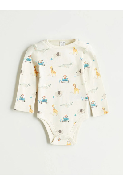 LC Waikiki Printed Girls' Long Sleeve Baby Boy Snap Bodysuit 3-Pack