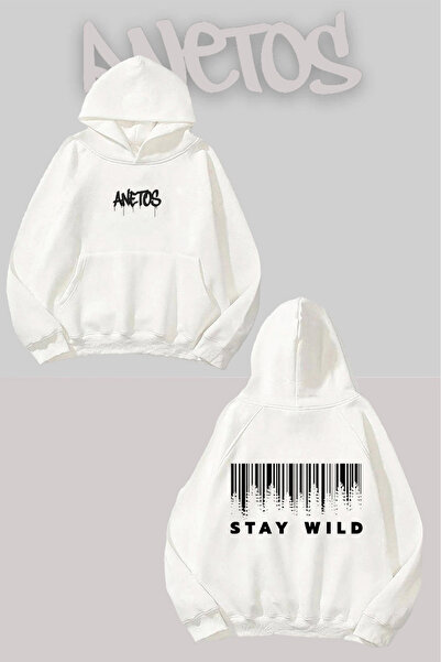 Anetos Stay Wild Rucsac cu imprimeu Alb cu glugă Swea tricou