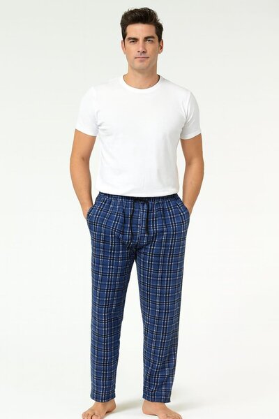 Pemilo Pantaloni pentru bărbați din piele intoarsa cu model, cu buzunare