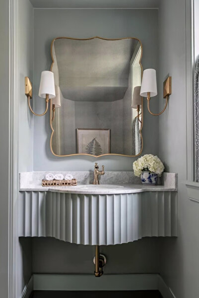 Fawdecor Premium Şık Ahşap Çerçeveli Asimetrik Ayna Ev Dekoru Estetik Duvar A...