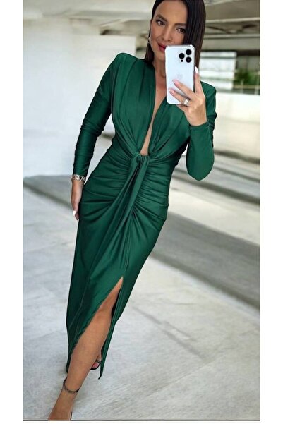 MAXORA SHOP Rochie elegantă din lycra, cu mânecă lungă – croi feminin și text...