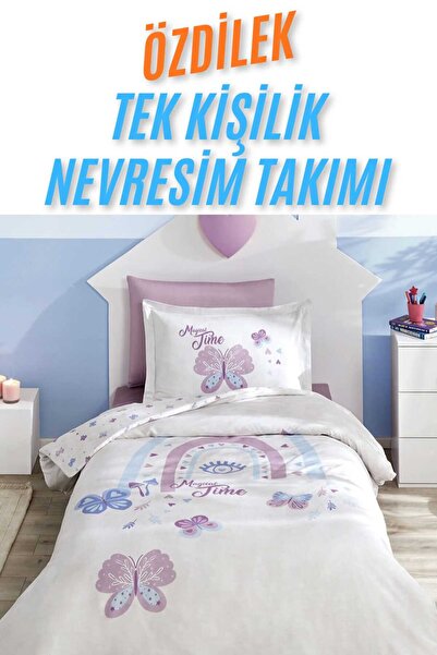 Özdilek 100% Cotton Single Duvet Cover Set (3 Pieces) Limited Stock - Butterfly Model