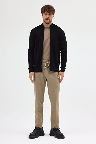 Frappoli Ανδρικό πουλόβερ από βαμβακερό πλεκτό μαλλί με φερμουάρ Bernat