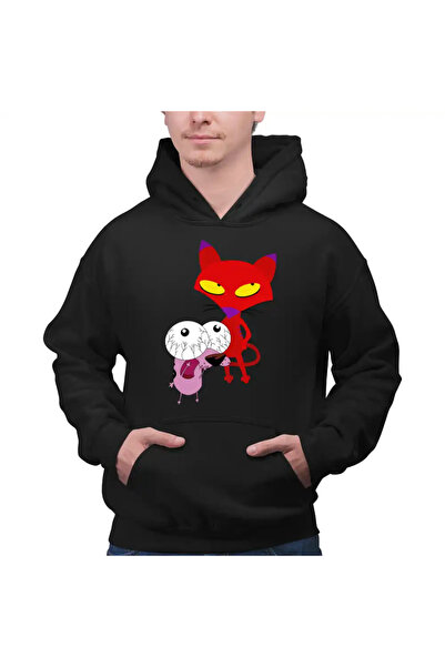 OEM Men's Hoodie Scared Puppy Courage Maleficent Red Cat