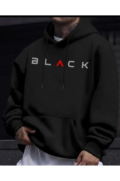 herkesemoda Φούτερ K με κουκούλα με λεπτομέρεια μαύρης γραφής και φλις εσωτερικά