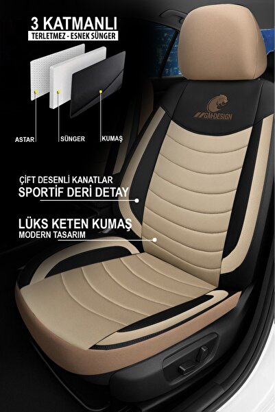 GM-DESIGN Panther Series Linen Fabric Car Seat Cover (Ford Focus-Fiesta-Escort Compatible)