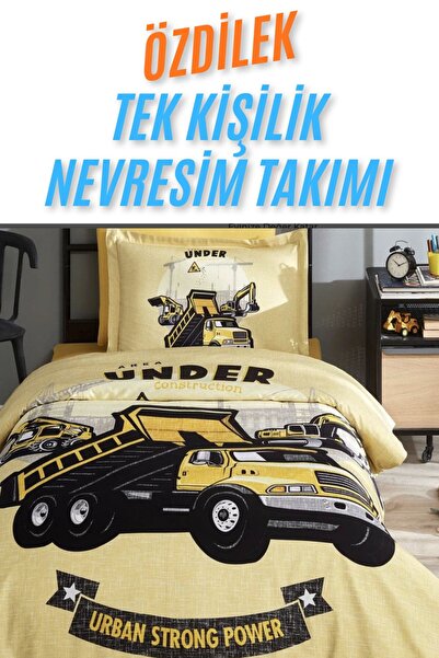 Özdilek 100% Cotton Single Duvet Cover Set (3 Pieces) Limited Stock - Pickup Truck Model