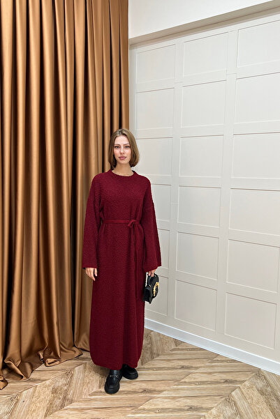 Stilife Φόρεμα από πλεκτό ύφασμα Yumoş Sim, με ανάμεικτο χρώμα, μπορντό