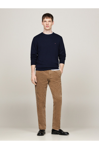 Tommy Hilfiger Men's Brand Logo Cotton Navy Blue Sweater Suitable for Daily Use Mw0mw28046-dw5