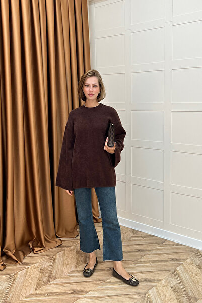 Stilife Leyal Плетен пуловер Кафяв