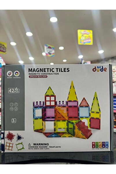 Online Manyetik Tiles Renkli 42 Parça Manyetik Yapı Magnetic Bloklar