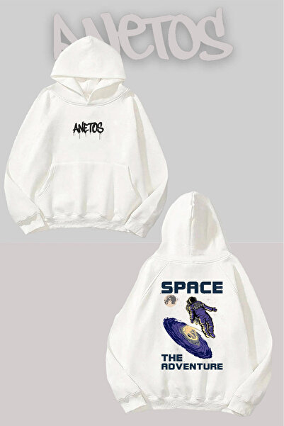Anetos Space The Adventure Rucsac cu imprimeu Alb cu glugă Swea tricou