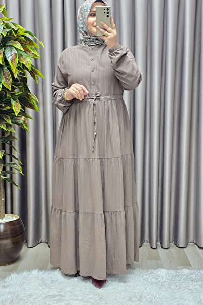 Elmas Tesettür Γυναικεία Ρούχα Μασούρι Φόρεμα Μεγάλου Μεγέθους Γκοφρέ