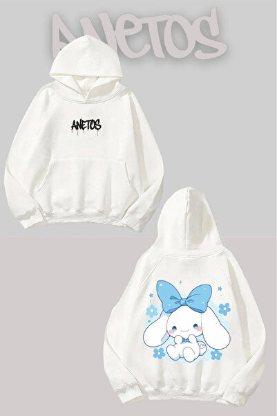 Anetos Cinnamorol 2 Spate cu imprimeu Alb cu glugă Swea tricou