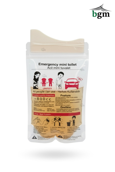 bgm Acil Durum Mini Tuvalet -5 Adet- 800 cc Ağızlıklı Klipsli, Tek Kullanımlık