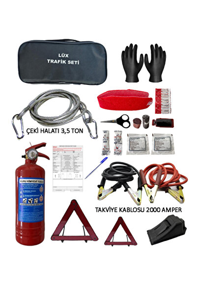 Halidi 5 PARÇA TRAFİK SETİ+ÇEKİ HALATI+TAKVİYE KABLOSU+KAZA TUTANAĞI+ELDİVEN