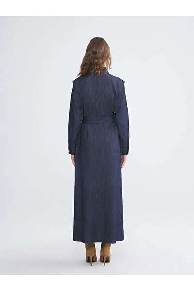 LC Waikiki Gömlek Yaka Kemerli Jean Elbise