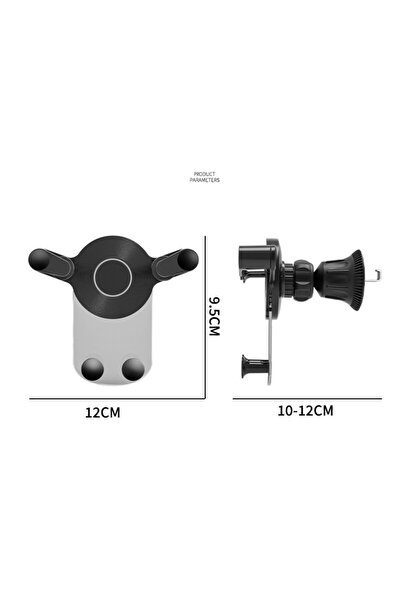 Flippy Car Phone Vent Clip Holder, ABS, Rotating, 12 x 9.5 x 12 cm, Black-Transparent