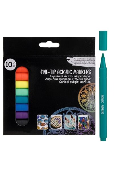 ANTBRO Markere acrilice subțiri - Set de 10 culori - Markere pentru desen și ...