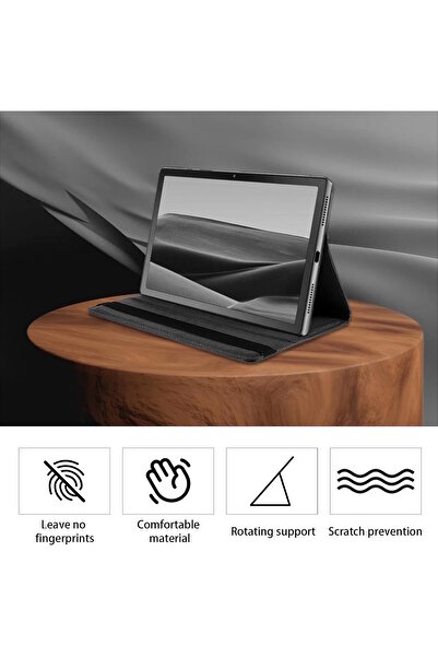 m.tk moveteck Lenovo Tab M11 TB-330FU 11" inç Tablet Kılıf 360 Döner Standlı Kapaklı +Ekran Koruyucu Cam+Kalem Set