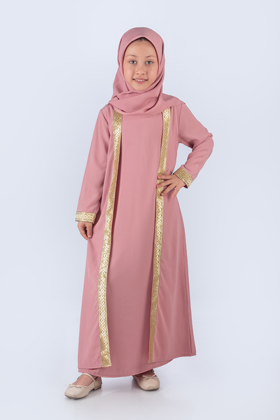 Nb Neşeli Bebe Medine İpeği Ferace Eşarplı Kız Namaz Elbisesi
