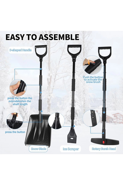 DBREAKS 3-in-1 Car Ice Scraper Set with Snow Brush and Shovel