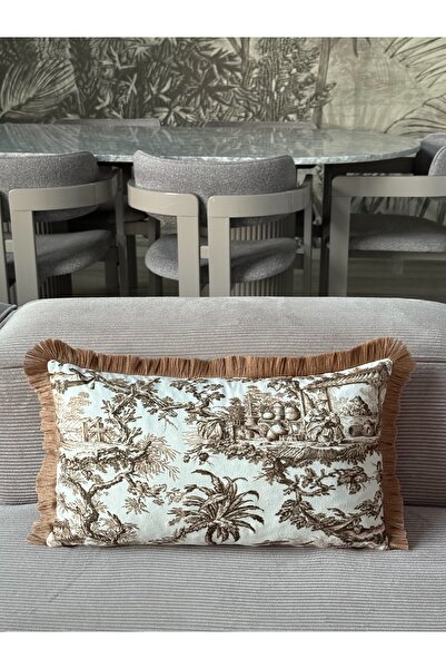 Skhome Çift Taraflı Atlı Dekoratif Saçaklı Kırlent Kılıfı 1Adet 30x50(SK-D12)