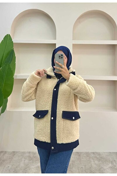 lurex moda Denim Detailed Plush Jacket