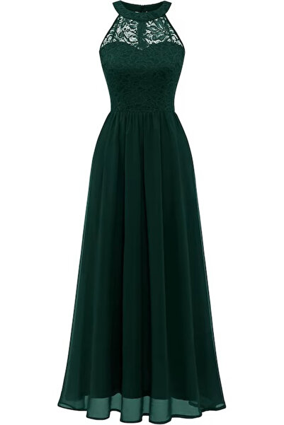 OEM Elegant long sleeveless lace and chiffon dress 2XL