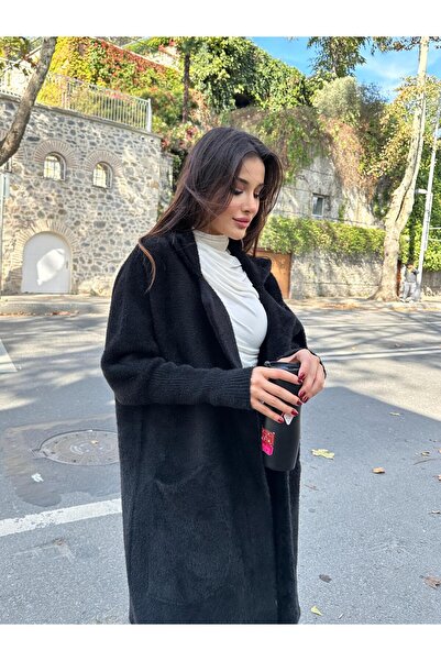 TOFİX textile Triko Hırka Balloon Sleeve Pocket Jacket Collar Coat Style New Season Model