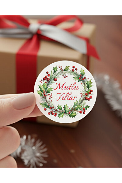 Mutlu Yıllar Yeni Yıl Temalı Sticker 70 Adet - (4Cm)