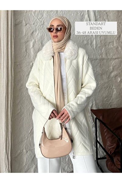 SERAF MODA Kadın Angora Ceket