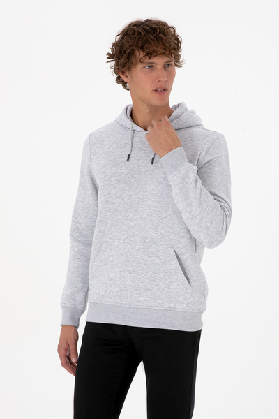U.S. Polo Assn. Men's Regular Fit Hooded Fleece-Lined Light Gray Basic Sweatshirt 50315582-Vr001