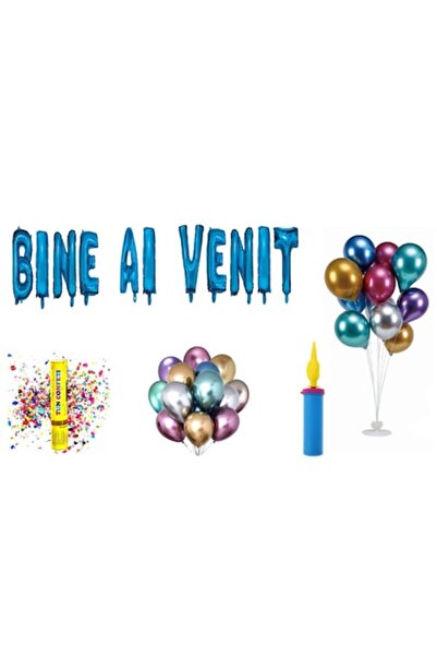 OEM Set baloane de bun venit, decor tort, 73 buc, Wili Topper Rom, albastru