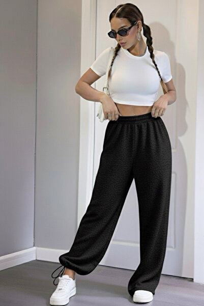 BSBSPOR Χειμερινό Εσωτερικό Σχέδιο επένδυση fleece Φαρδιά φαρδιά φόρμα με ρυθμιζόμενο πόδι, γκρι / μαύρο / ανθρακί