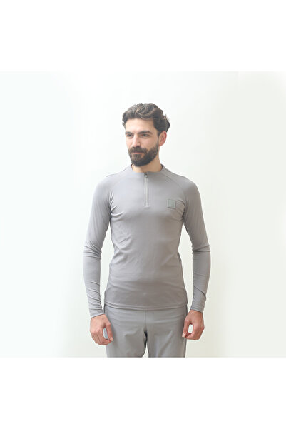 NTB Nature The Brand Men's Gray Zippered Long Sleeve Sports Top