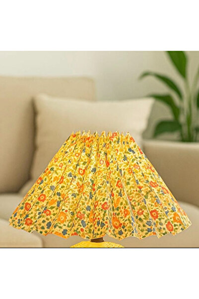 burenze Modern Umbrella Pileli Flower Çiçek Desenli Aplik Abajur Şapkası Sadece Şapka Fiyatıdır 22 CM Çap