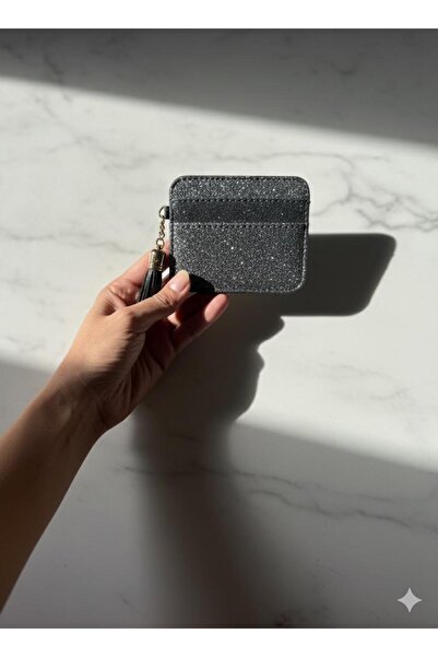 mlio Silvery Gray Tassel Detailed Card Holder