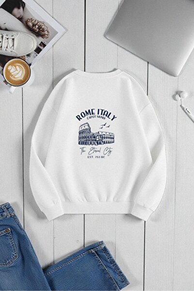 uyguntarz Unisex Rome Itally Design Printed Crew Neck Sweatshirt