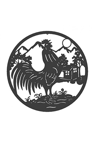buz Metal wall decoration, rooster design, 50 cm, black