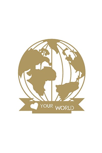 buz Decorațiune murală metalică, model glob, 80 x 70 cm, auriu