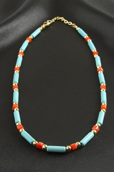 CT STONES Turquoise Bead Crystal Necklace