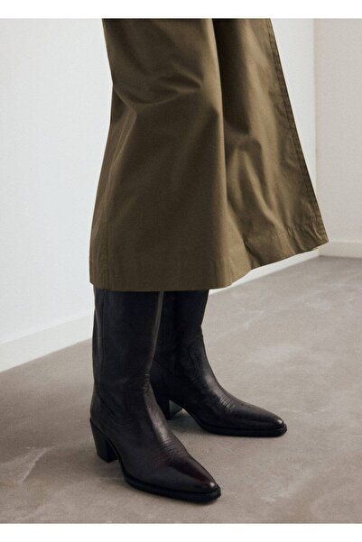 MANGO Woman Ucu sivri deri yarım bot