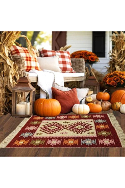 OEM Traditional rug, size 120 x 180 cm, red and cream, ROMB pattern