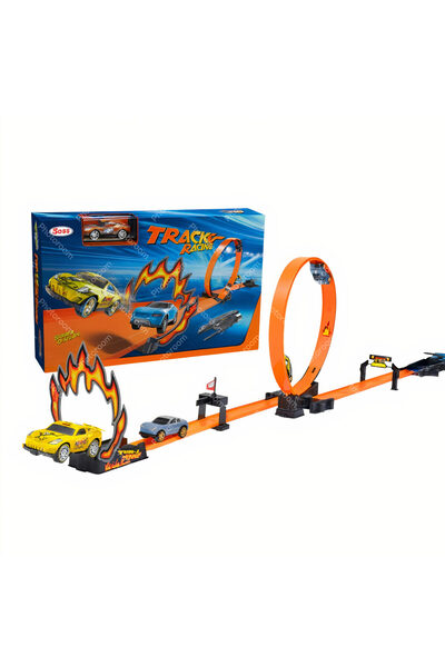 RACER Toy Race Track with 360° Loop, Fire Ring and Metal Car