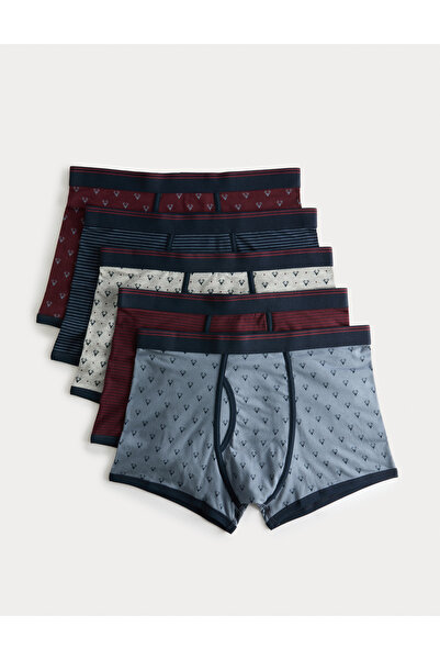 Marks & Spencer 5'li Pamuklu Streç Cool & Fresh™ Baskılı Trunk Seti