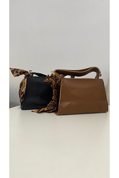 Ergün Stylish Women's Brown Hand and Shoulder Bag with Scarf / Purse / Should...