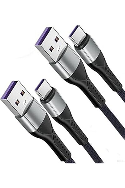 KASTWAVE كابل شحن USB-C (عبوة من قطعتين، 1 متر) 3.3 أمبير مضفر من USB-A إلى U...